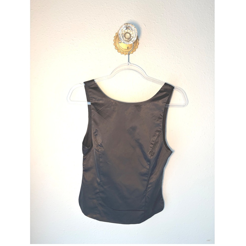 Lioness Black Satin Tie Back Sleeveless Tank Top Scoop Neck Bow Detail Small